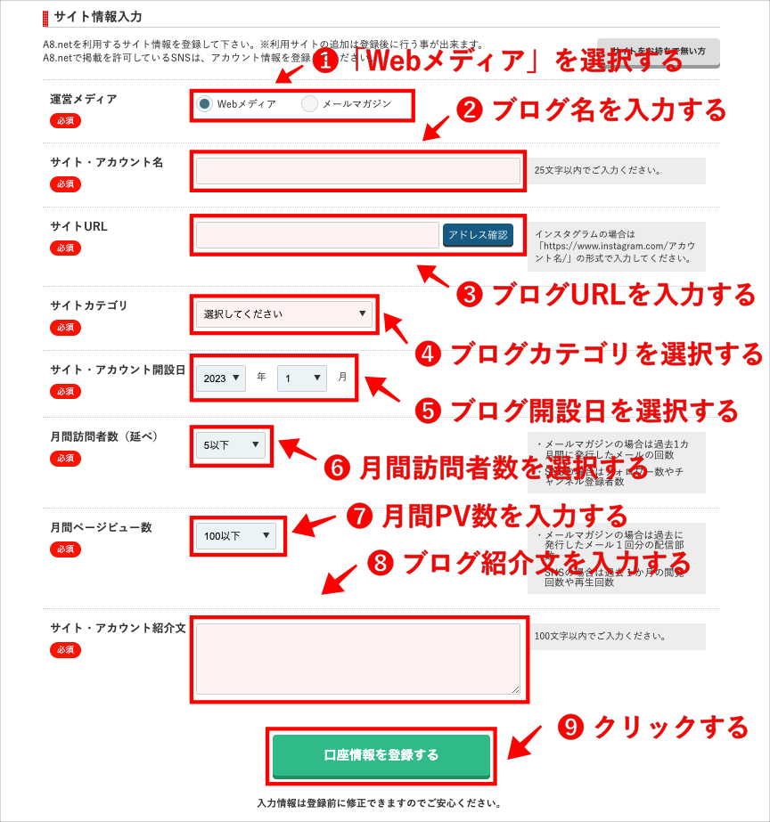 A8.netの本登録④